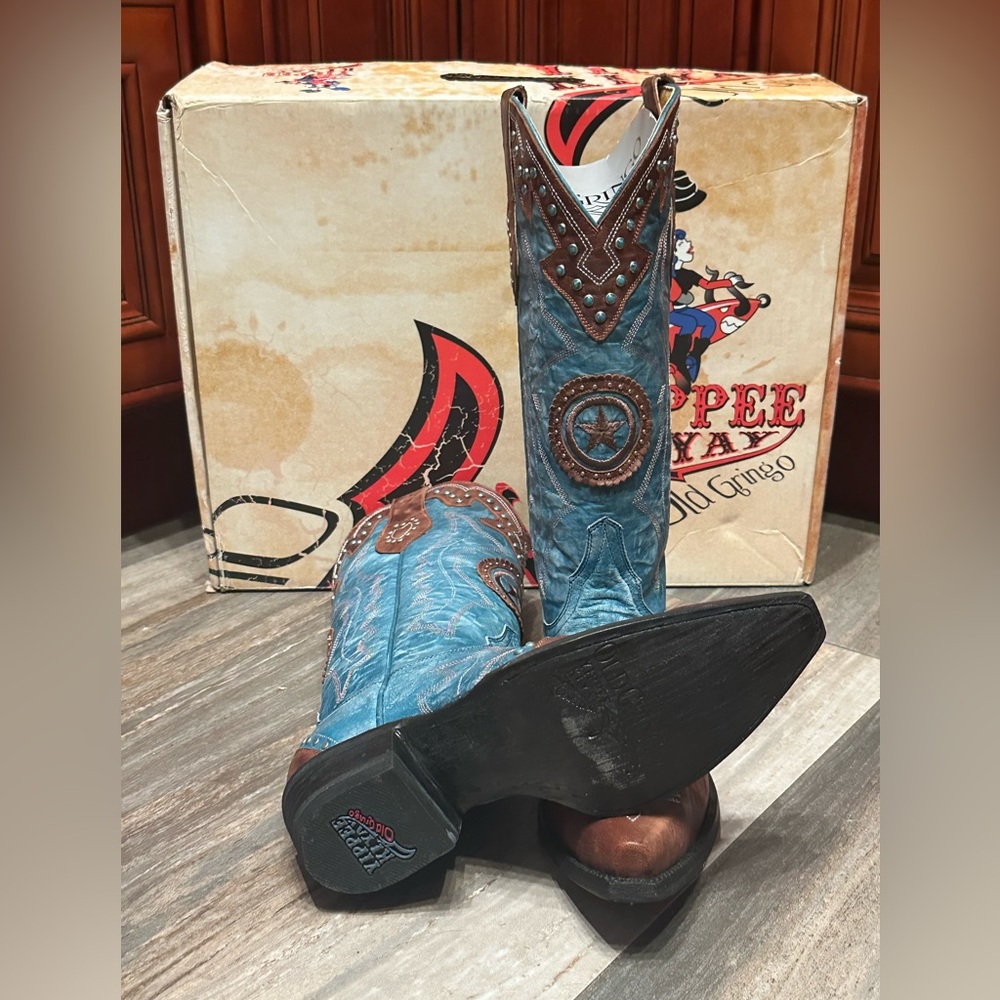 Yippee Ki Yay Old Gringo Grafton Turquoise Star Stud Rodeo Wedding Cowboy Boots - Picture 8 of 9